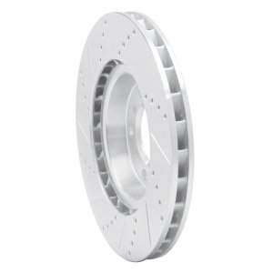 BMW M3 Brake Rotor (1) - Left Front - R1 Concepts - Drilled & Slotted - Silver - `01-`06